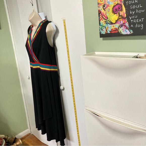 RAINBOW Knit Dress Black Multicolor Stripe Sleeveless by Catherine Malandrino XL - Picture 6 of 15